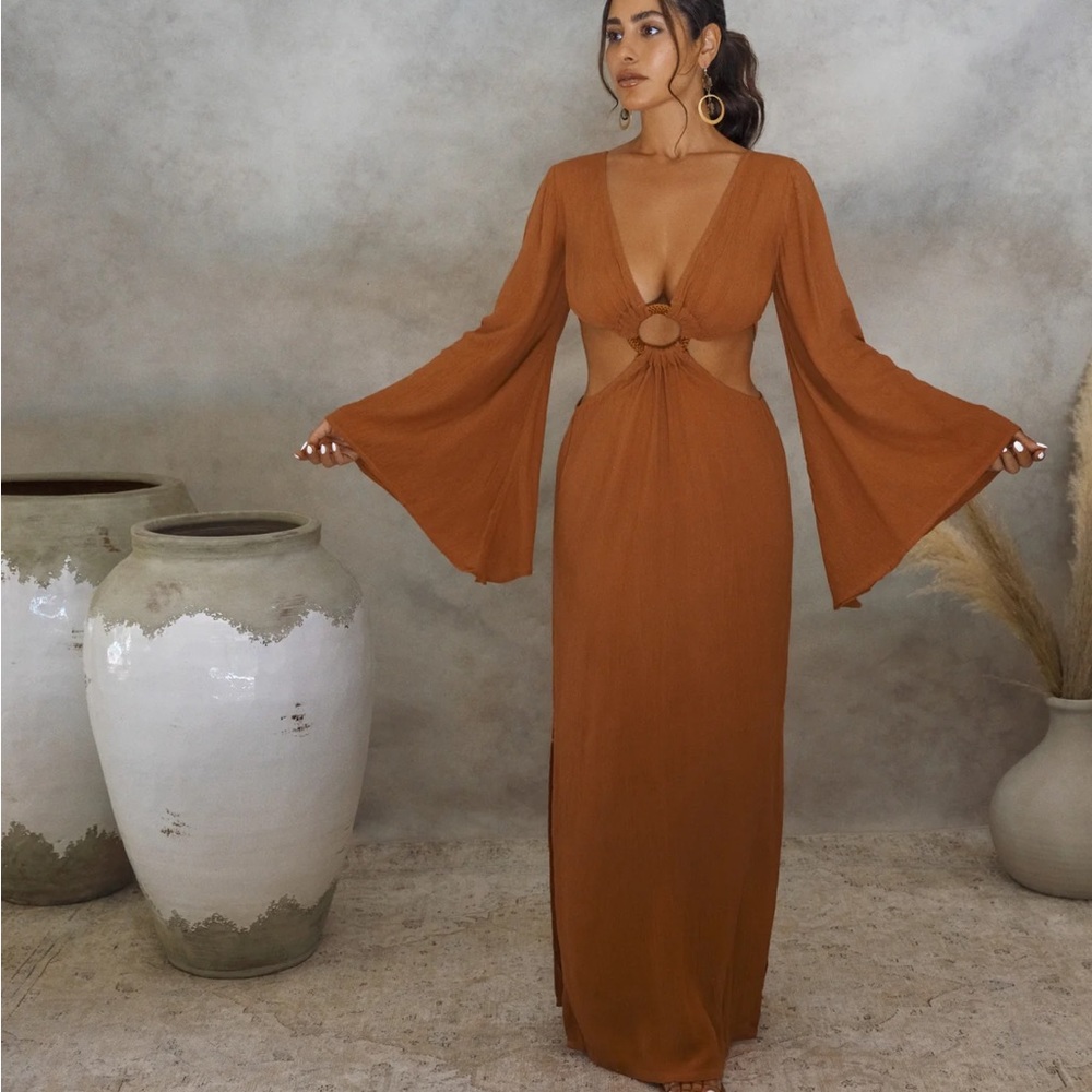 KEHLANI CUT-OUT DRESS - TERRACOTTA